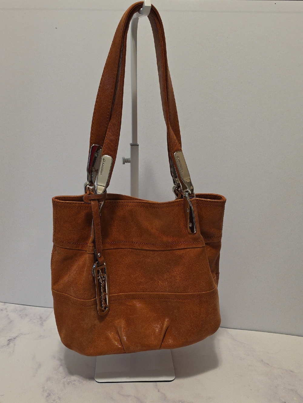 B Makowsky Brown Suede Shoulder Bag